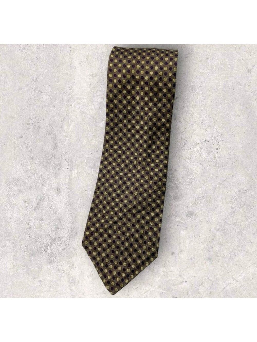 PAUL STUART Silk Tie CANADA Brown Beige Purple Geometric Polka Dot W:3.8" EUC